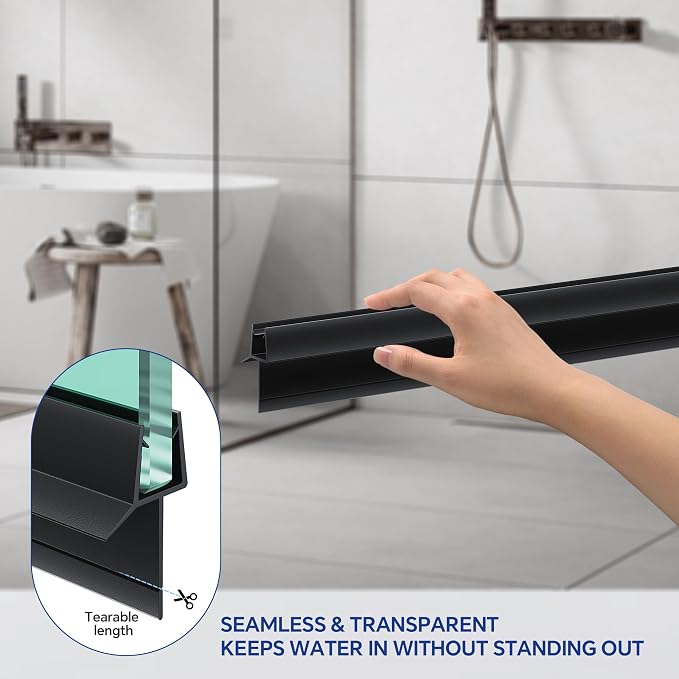 2-Pack Frameless Shower Door Bottom Seal Clear Glass Seal Strip Shower Door - Image 2