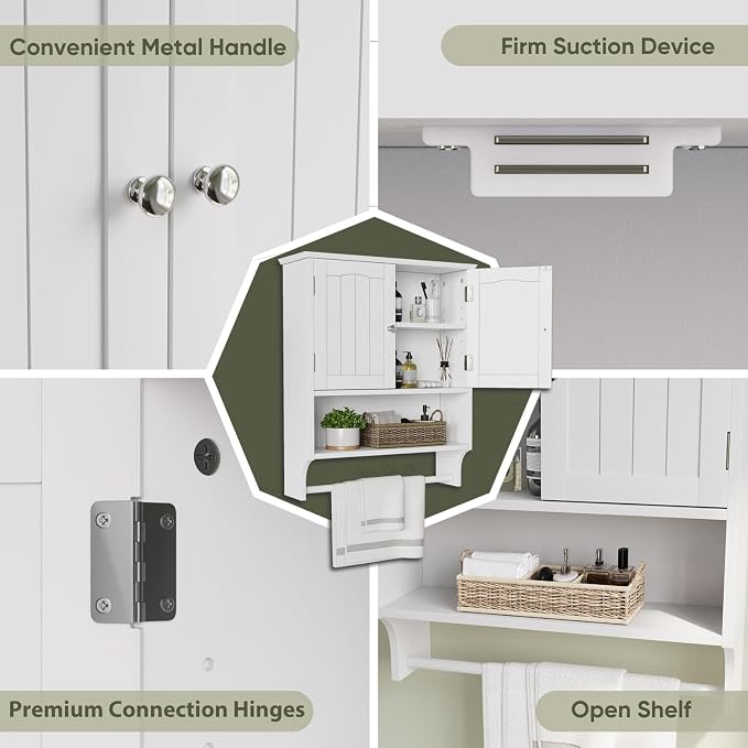 Smuxee White Bathroom Cabinet Wall Mounted - Image 5