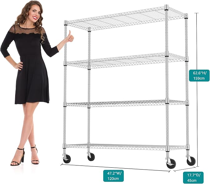 4 Tiers Shelf 1400 lbs Steel Storage Shelving Utility Shelving Unit Steel - Image 3