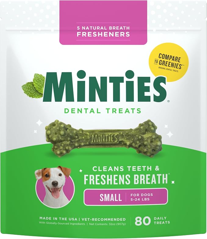 Minties Dog Dental Bone Treats, Tiny/Small Dental Dog Treats, Clean Teeth by Minties