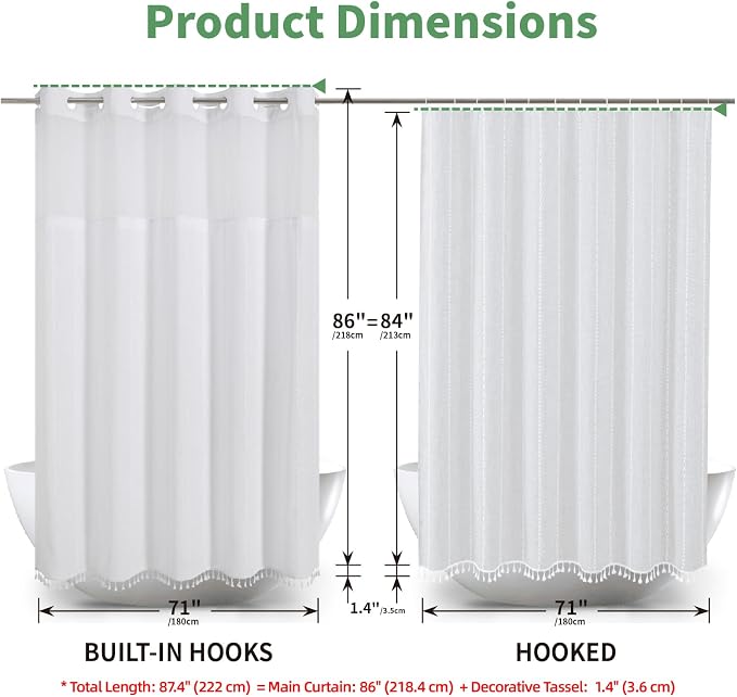 No Hook Extra Long Shower Curtain Set - Image 7