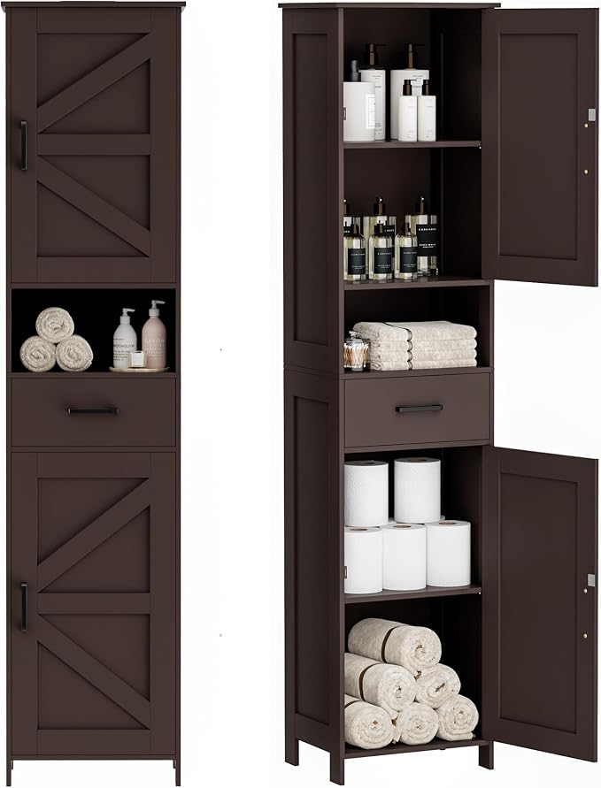 Homhedy 67" H Tall Bathroom Storage Cabinet by Homhedy