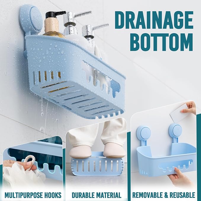 TAILI Shower Caddy Suction Cup, Heavy Duty Bathroom Organizer, Removable Shelves - Image 3