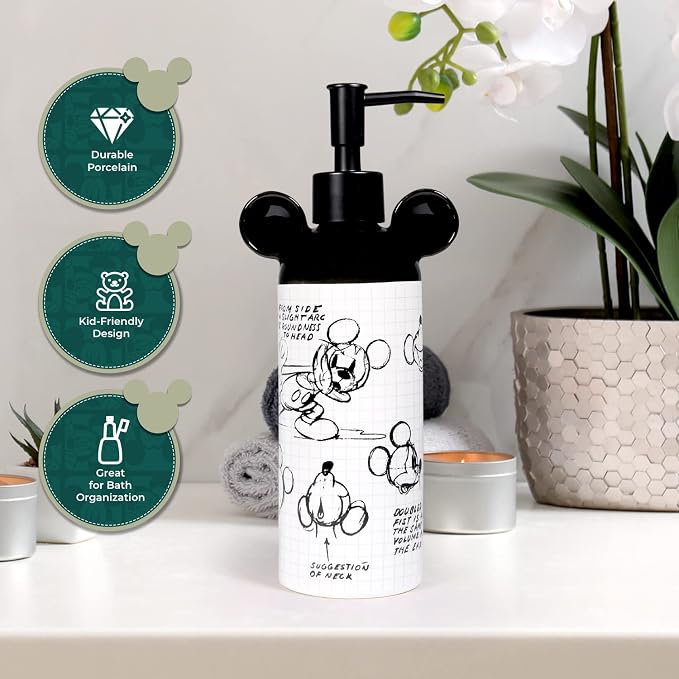 Disney Mickey Mouse Ceramic Soap Dispenser – White Hand Soap Dispenser or - Image 3