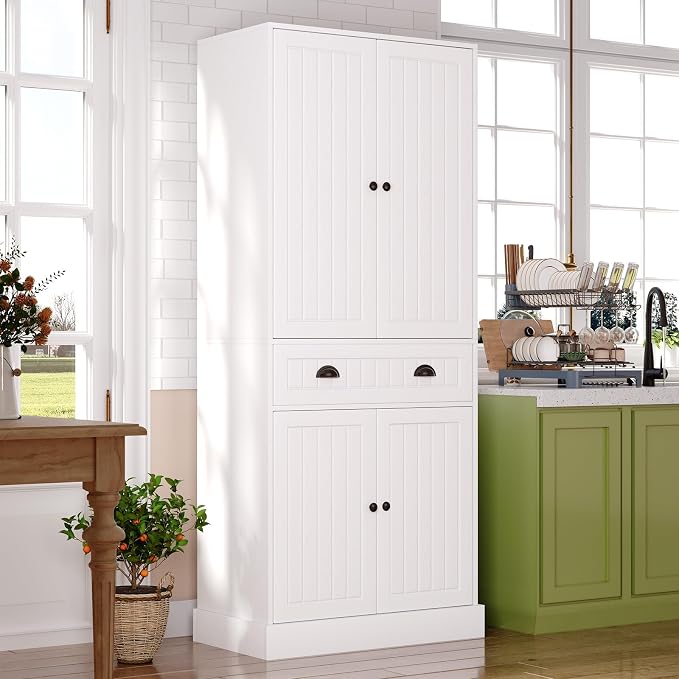 4 EVER WINNER 72" Tall Pantry Cabinet, Farmhouse Storage Cabinet by 4EVERWINNER