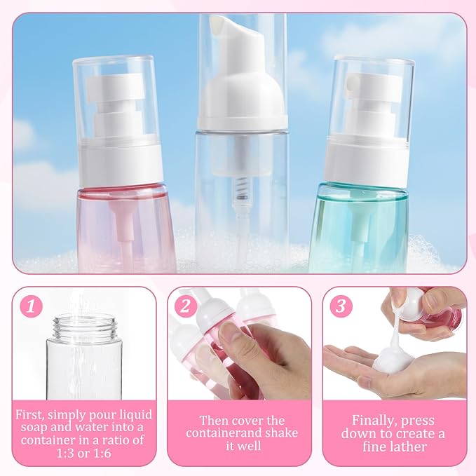 6 Pcs Travel and Empty Fine Mist Spray Bottle Foam Pump Bottle Small Size - Image 4