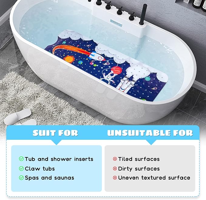 Baby Bath Mat for Tub Non Slip Kids Bathtub Mat Extra Long 40X16 Inch Toddler - Image 7