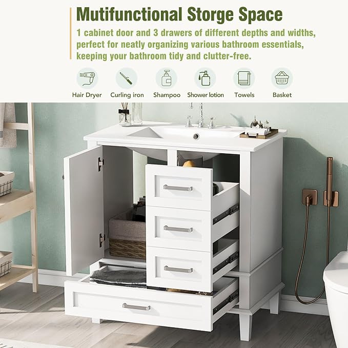 Bathroom Vanity Cabinet Sink 30”, Single Sink Top Combo Set - Image 5