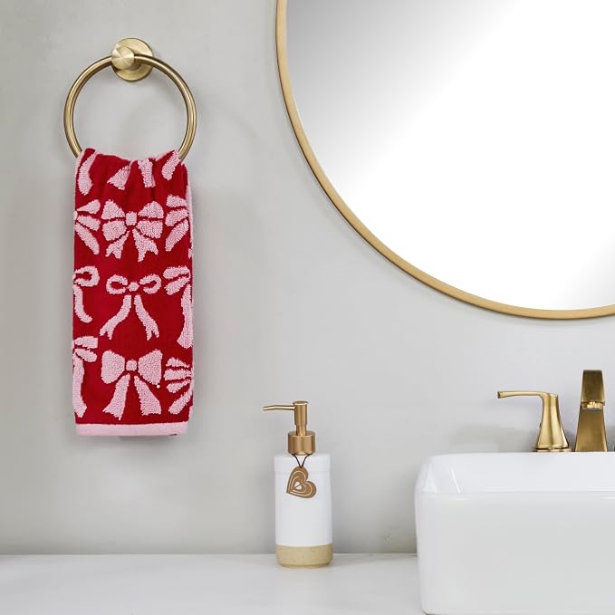 SKL Home Bow Jacquard 100% Cotton Premium 2-Piece Hand Towel Set, 500 GSM - Image 2
