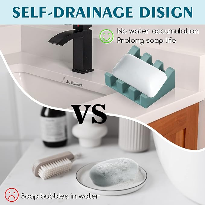 Silicone Soap Dish for Bar Soap Holder for Shower Bathroom Self Draining - Image 4