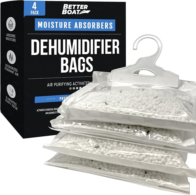 4 Pack Moisture Absorber Hanging Bags, Boat Dehumidifier by BetterBoat