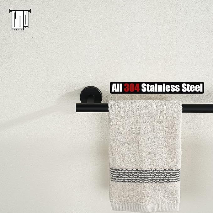 JQK Black Towel Bar, 20.5 Inch 304 Stainless Steel Thicken 0.8mm Towel Rack - Image 7