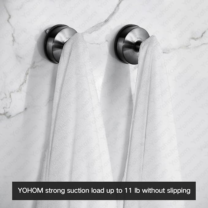 YOHOM Suction Cup Hooks Shower Towel Holder Stainless Steel Vacuum Bathroom - Image 3