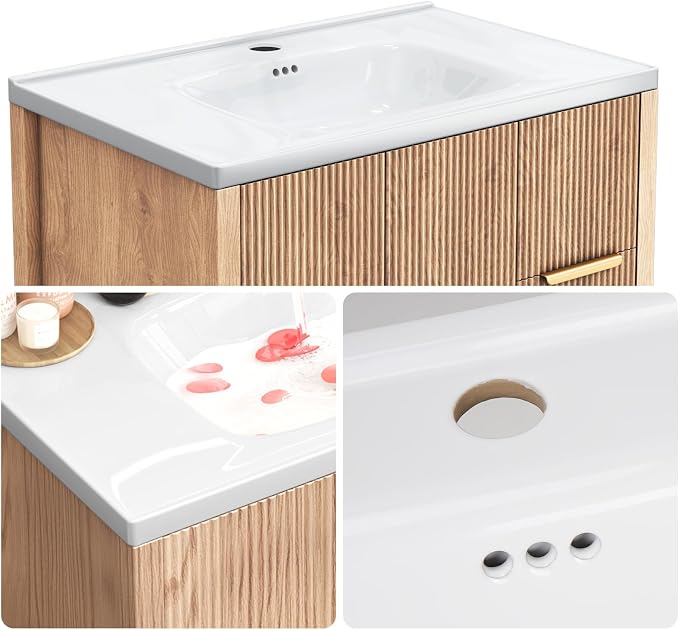 30'' Bathroom Vanity with Ceramic Single Sink Combo, Small Freestanding - Image 3