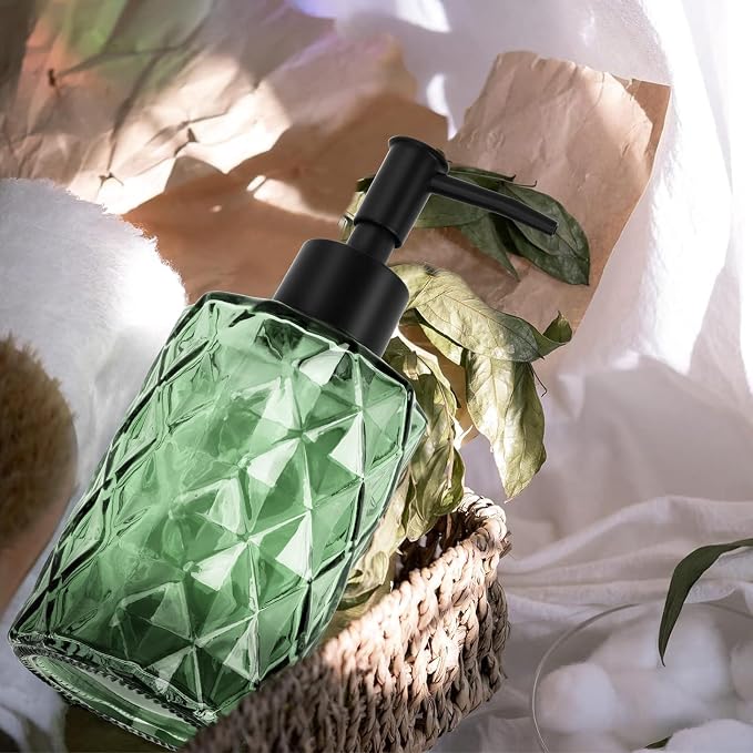 Clear Green Glass Soap Dispenser - Image 3
