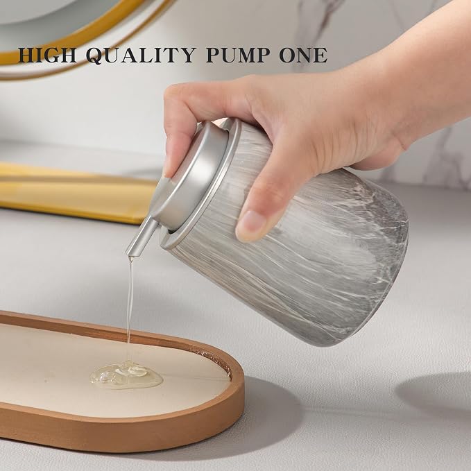 Enra Ceramic Hand Soap Dispenser, 12 oz Gray Lotion Dispenser Bathroom Liquid - Image 6