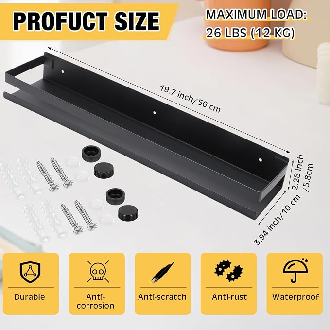 Lallisa 2 Pieces Stainless Steel Shelf Bathroom Shower Floating Shelves Wall - Image 3