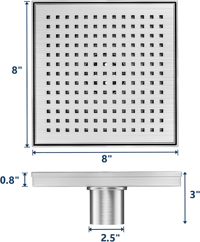 Neodrain 8-Inch Square Shower Drain - Image 3