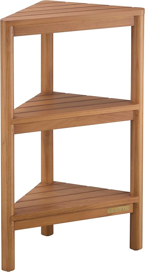 Fully Assembled Teak Corner Bath Shower Storage Stand, Corner Shelves, Shower by Unknown
