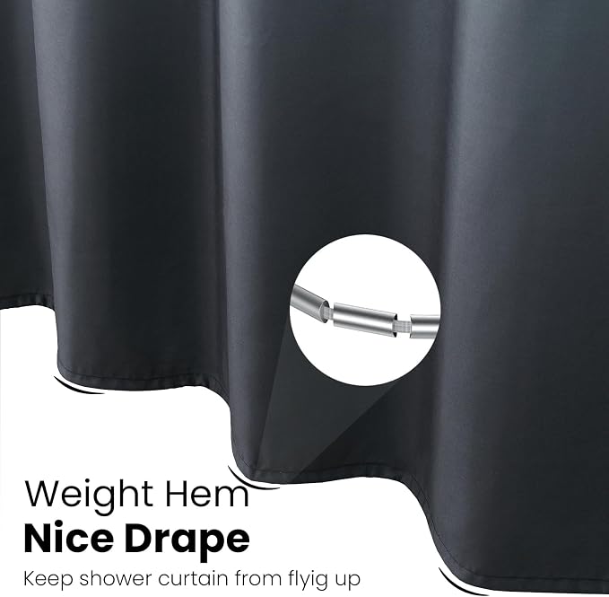 Grey Shower Curtain, Modern Waterproof Bathroom Curtains - Image 5