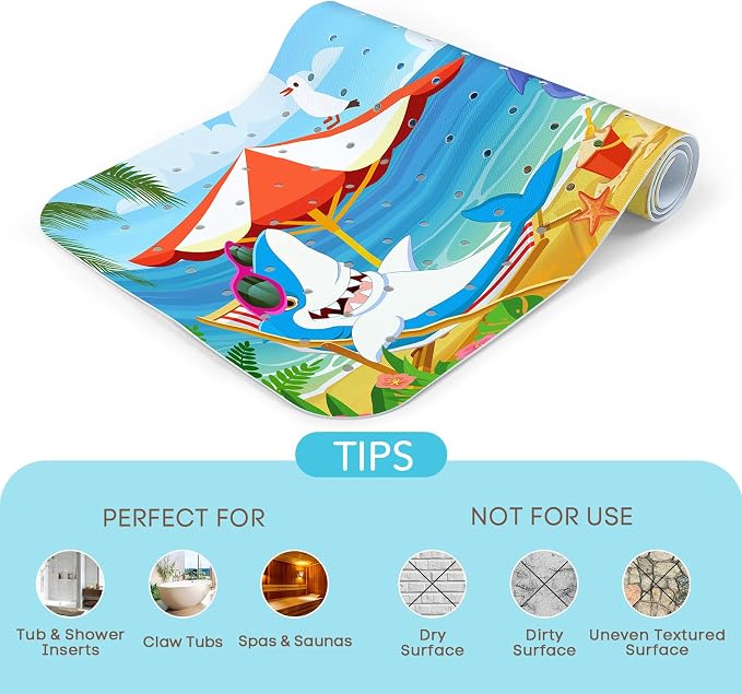 SHUCHING Baby Bath Mat for Tub Non Slip-40 X 16 Inch, Extra Long Kids Bathtub - Image 6