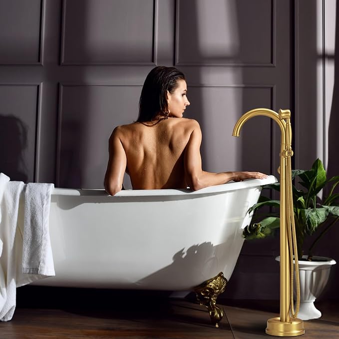 Free Standing Tub Faucet, Wintap Brass Antique Freestanding Bathtub Filler - Image 9