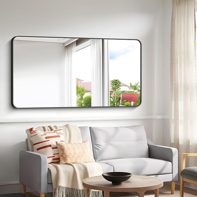 BONEWEI 30x60 inch Bathroom Mirror, Wall Mounted Bathroom Frame Vanity Mirror - Image 8
