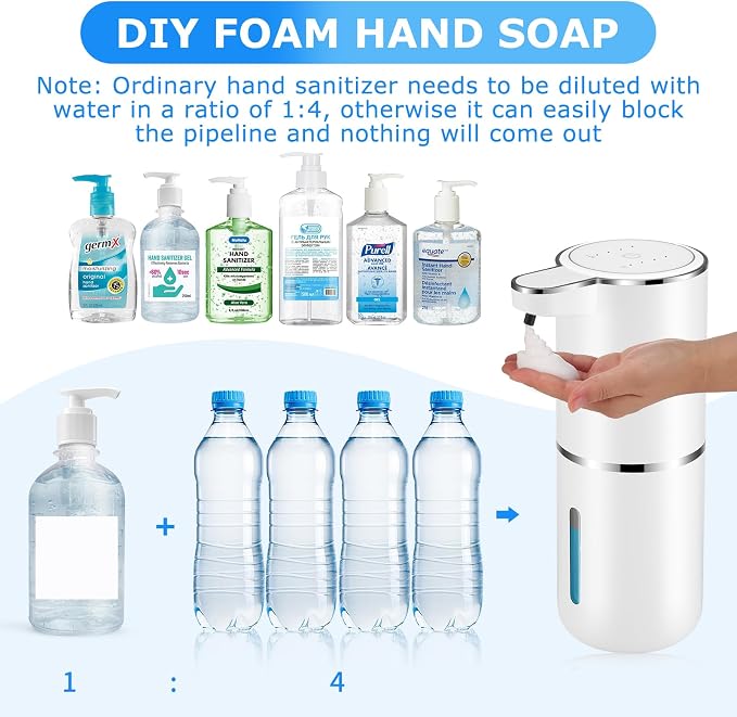 4 Pack Automatic Soap Dispensers, 12.8oz/380ml USB Touchless Automatic Foaming - Image 2