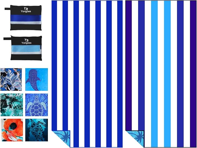 2 Pack Microfiber Lightweight Thin Beach Towel Sand Free Quick Dry Super by Yongoesbeachtowel