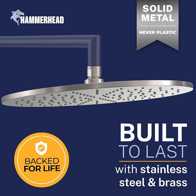 HammerHead Showers® Solid Metal 12 Inch Rainfall Shower Head, Large Rain Shower - Image 3