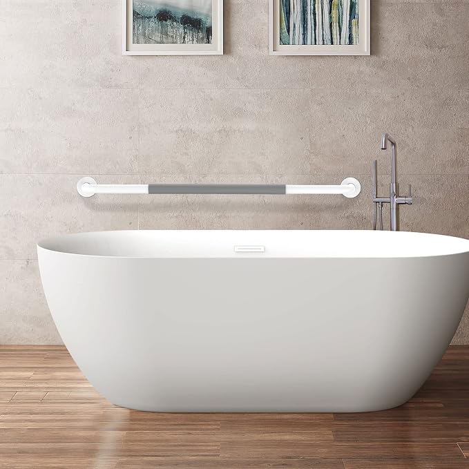 32 Inch Anti Slip Shower Grab Bar, Munzong White Stainless Steel Bathroom Grab - Image 5