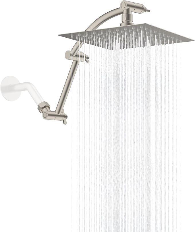 Hibbent All Metal Rain Shower Head, Solid Brass Adjustable Shower Arm Extender by Hibbent