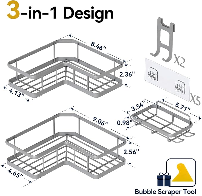 YASONIC Shower Caddy Corner, No Drilling Shower Organizer Corner - Image 2