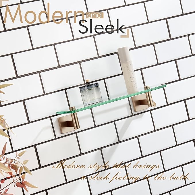 KOKOSIRI Wall Shelves Bathroom Hardware Glass Floating Shelf Small Hanging Rack - Image 11