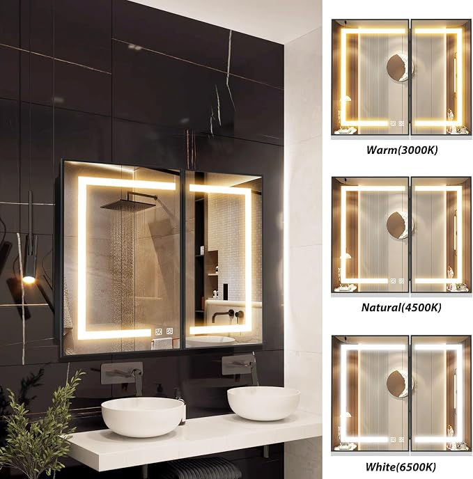 APRILSOUL 36X30 Inch Black Bathroom Medicine Cabinet - Image 6