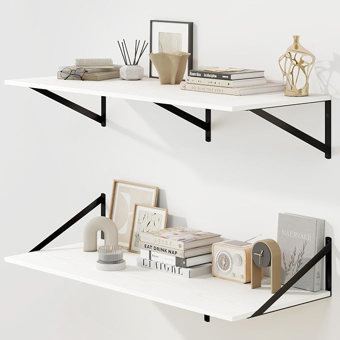 Fun Memories Floating Shelves for Wall, 12 Inch Deep Floating Shelves Set of 2 by FunMemories