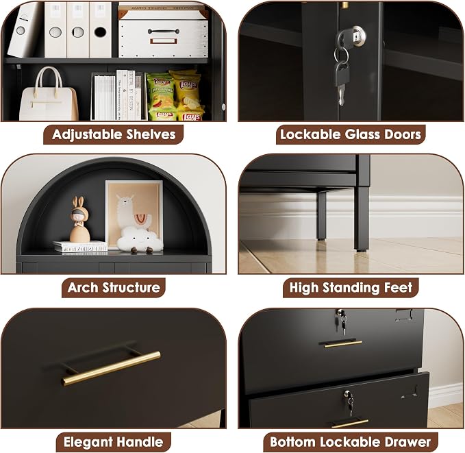 73''H Metal Arch File Cabinet, Filing Cabinet - Image 4