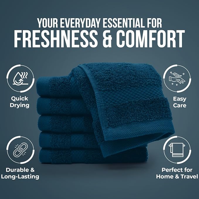 DAN RIVER 12-Pack Premium 100% Cotton Blue Opal Face Towels – Reusable Face - Image 7