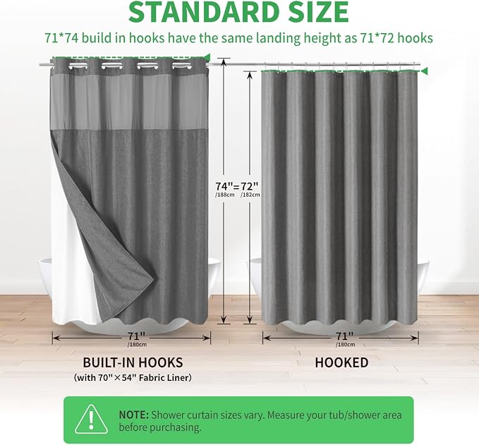 No Hooks Needed Linen Textured Shower Curtain - Image 7