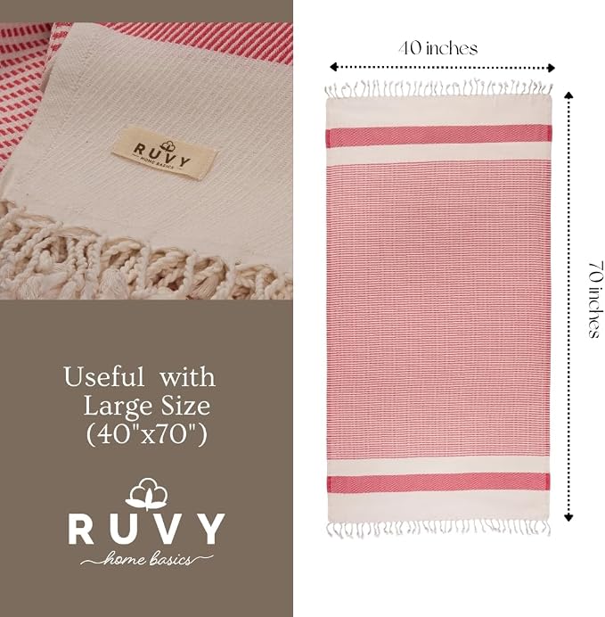 Ruvy Home Basics 2 Pack Turkish Beach Towels – Oversized Quick-Dry Bath Towels - Image 3