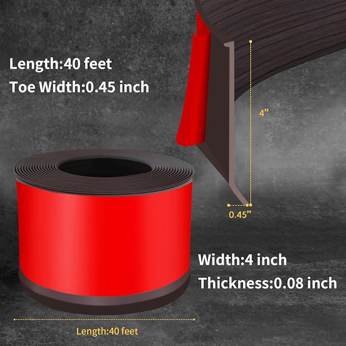Flexible Baseboard Molding Trim 4 Inch Self-Adhesive Vinyl Wall Base Peel and - Image 2
