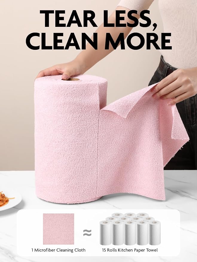 Fantasticlean Microfiber Cleaning Cloth Rolls -150 Pack, Tear Away Microfiber - Image 2