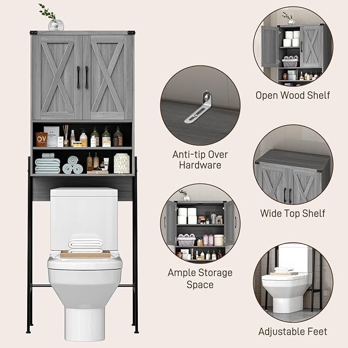 Vabches Over The Toilet Storage Cabinet, Farmhouse Over Toilet Storage Cabinet - Image 4