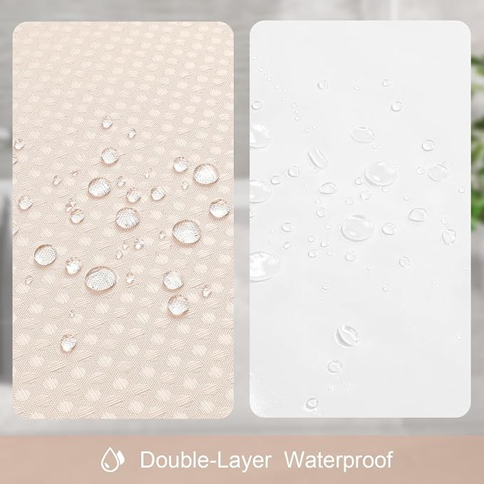 3 in 1 Stall Half Size Blush Pink Shower Curtain Set-36 W x 72 H, Modern Waffle - Image 6