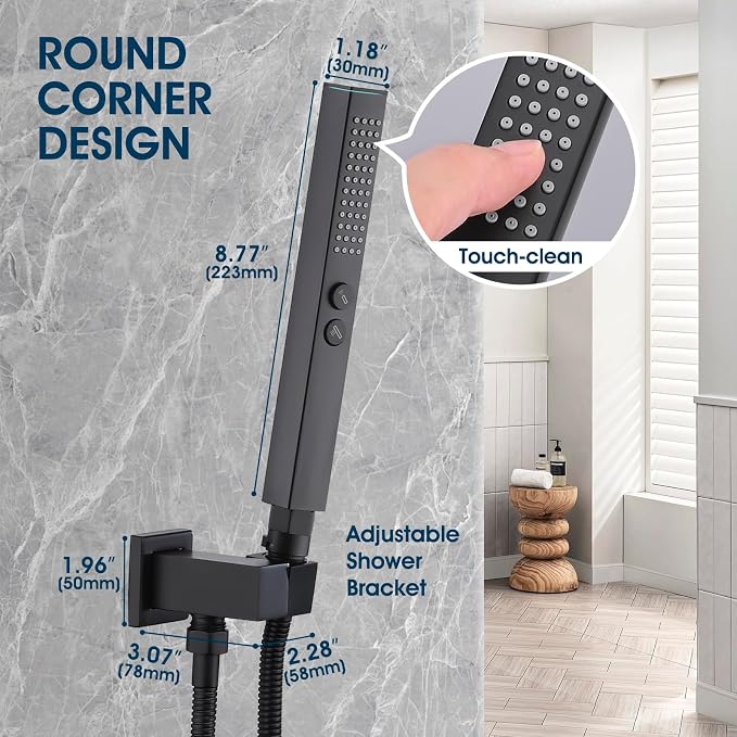 All-Metal High Pressure Square Handheld Shower Head - Image 3