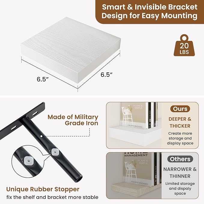 fuqing Floating Shelves for Wall, Wall Mounted Wood Floating Shelf - Image 5