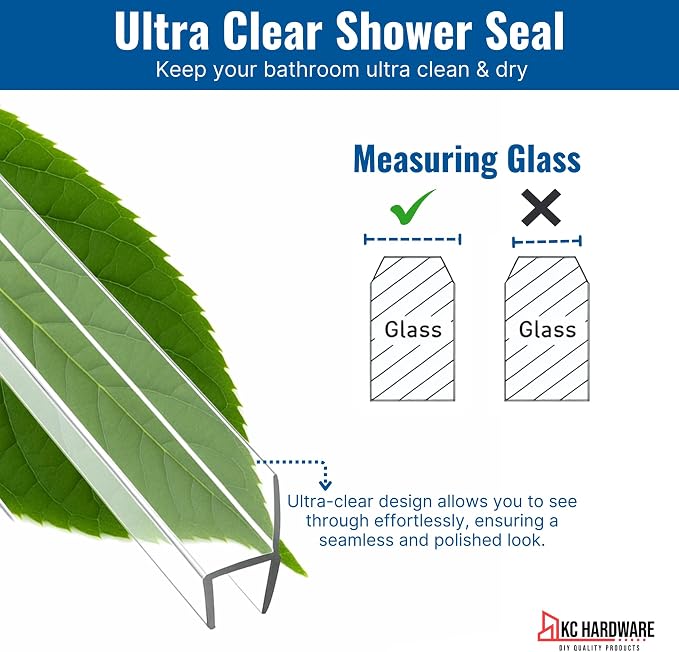 KC Hardware 85 Inch Frameless Shower Door Side Seal Strip, H-Type Glass Shower - Image 5