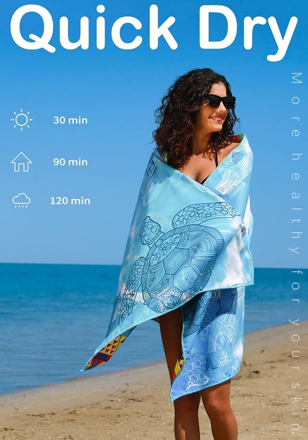 2 Pack Microfiber Lightweight Beach Towel Sand Free Quick Dry Absorbent Thin - Image 5