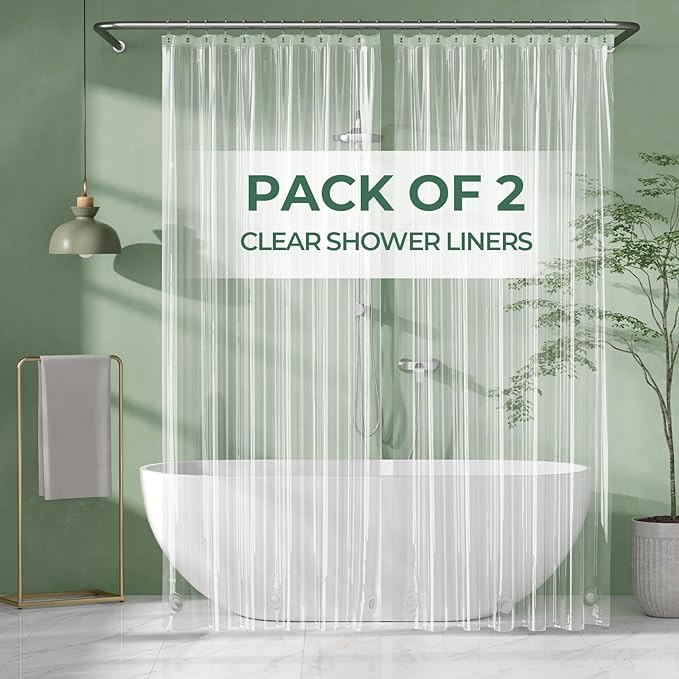AmazerBath Shower Curtain Liner 2 Pack, 72 x 84 Inches PEVA Plastic Shower Liner by AmazerBath