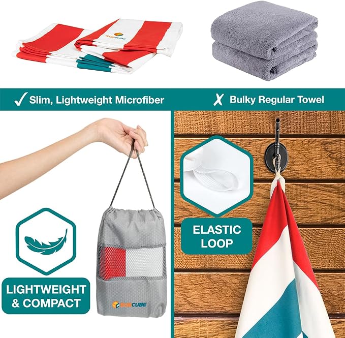 SUN CUBE Microfiber Beach Towel, Quick Dry Sand Free Beach Towel, Lightweight - Image 5